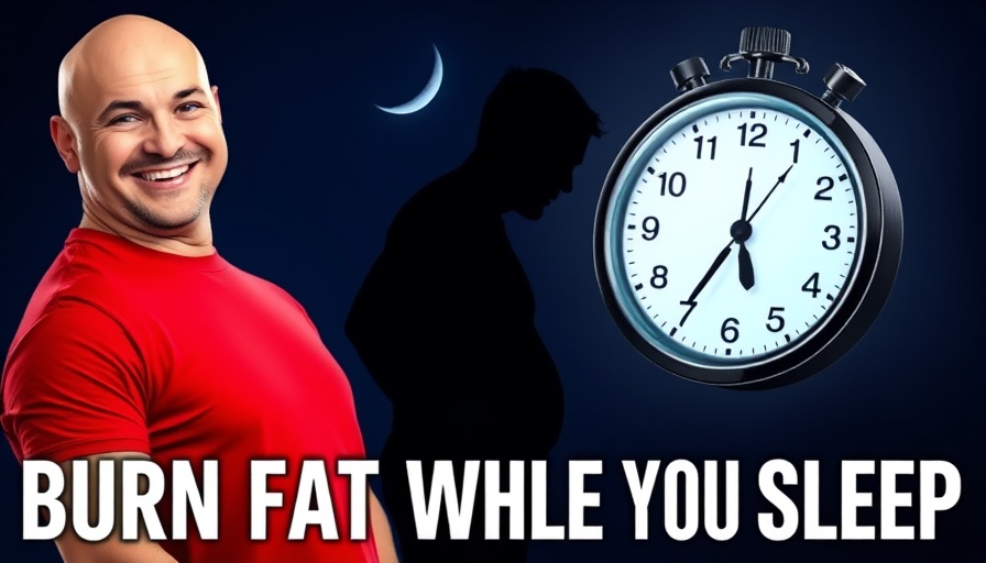 Burn Fat While You Sleep instructional thumbnail with clock and man.