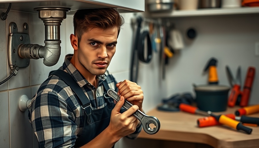 Plumber demonstrating local SEO best practices under a sink.