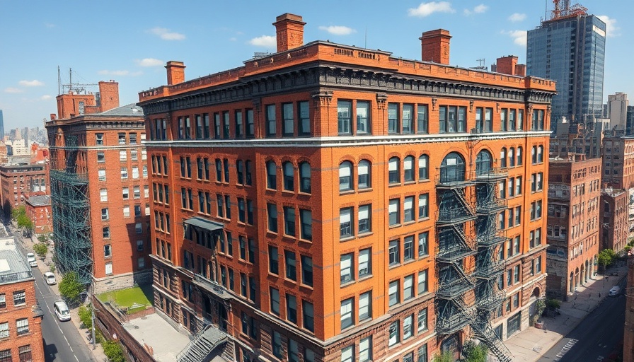 Converting NYC college into luxury apartments, aerial view of Brooklyn site.