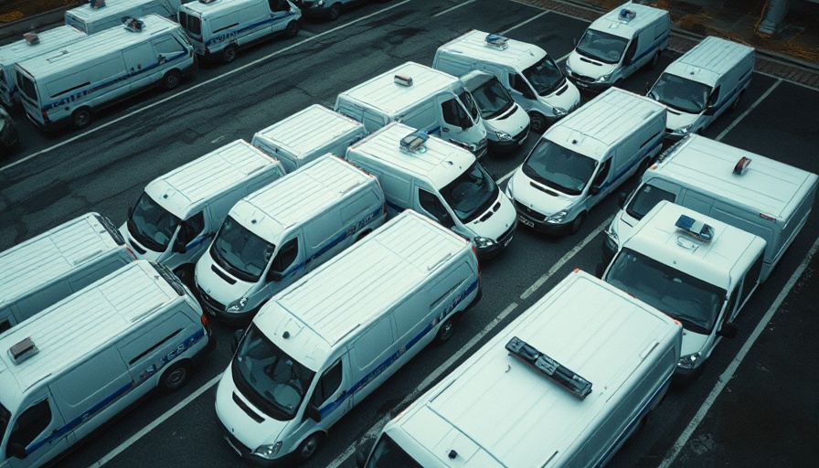 Overhead view of police vans symbolizing South African police presence.
