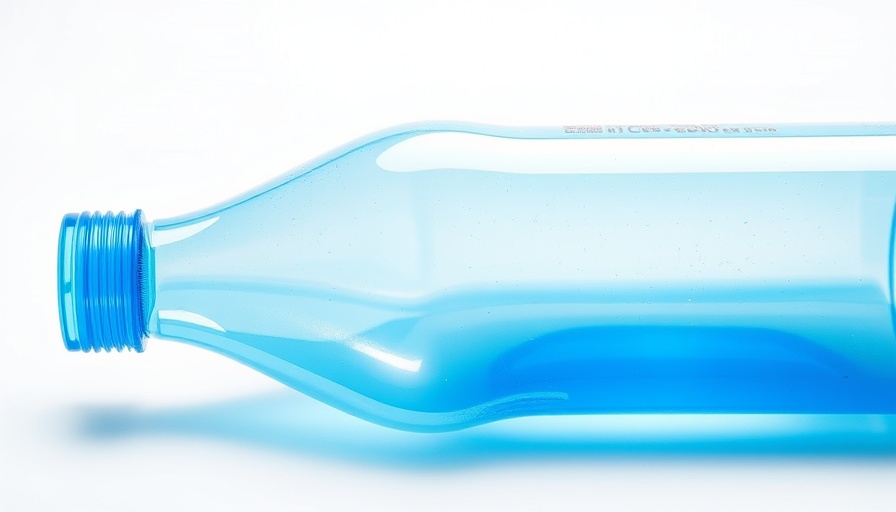 Clear blue PET bottle for water storage on plain white background.