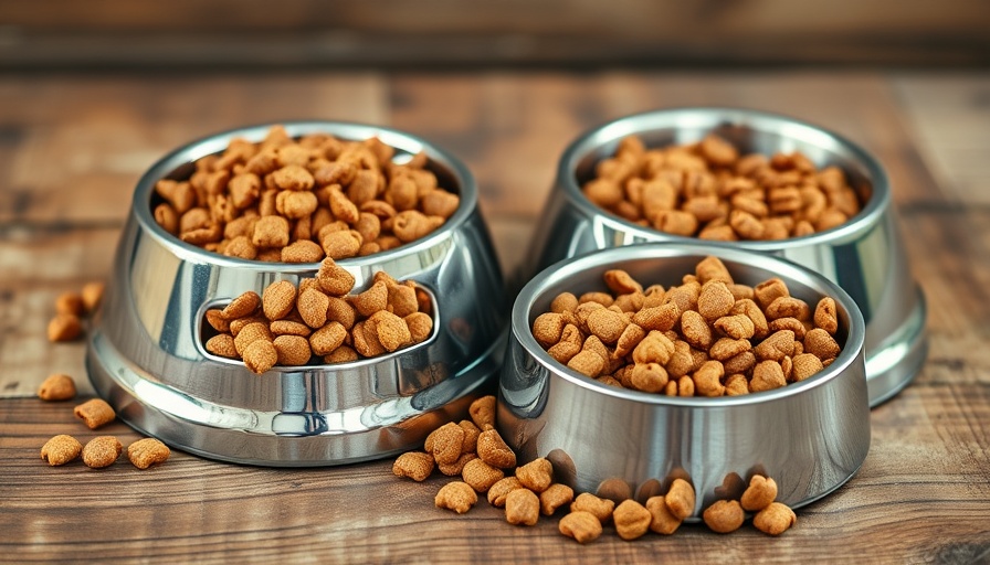 Stainless steel bowls with dry pet food on wooden table, Choosing the Right Pet Food.