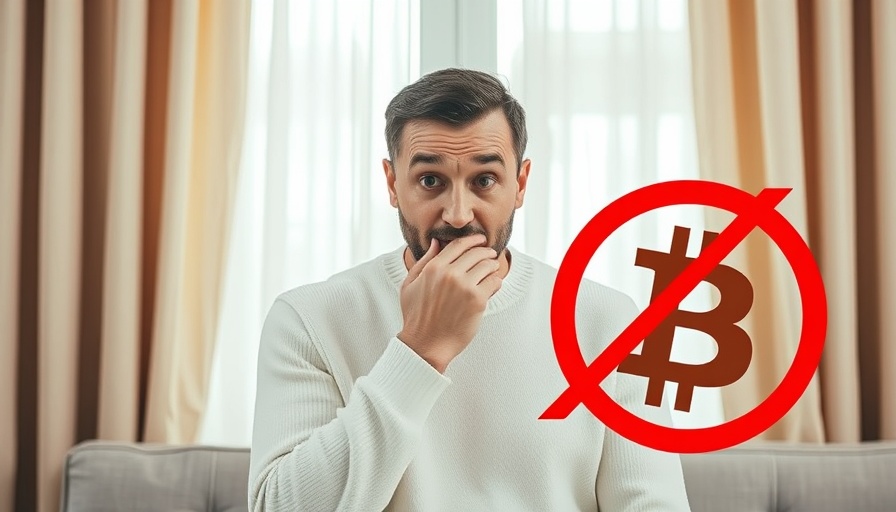 Concerned man with crossed-out Bitcoin symbol, Bitcoin Market Emergency