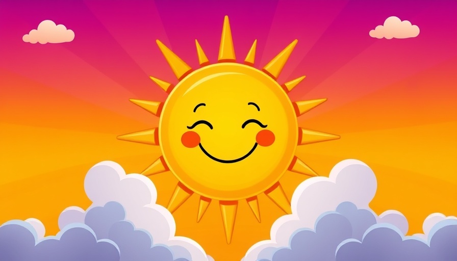 Colorful design with sun and text promoting 21 days of laughs and light