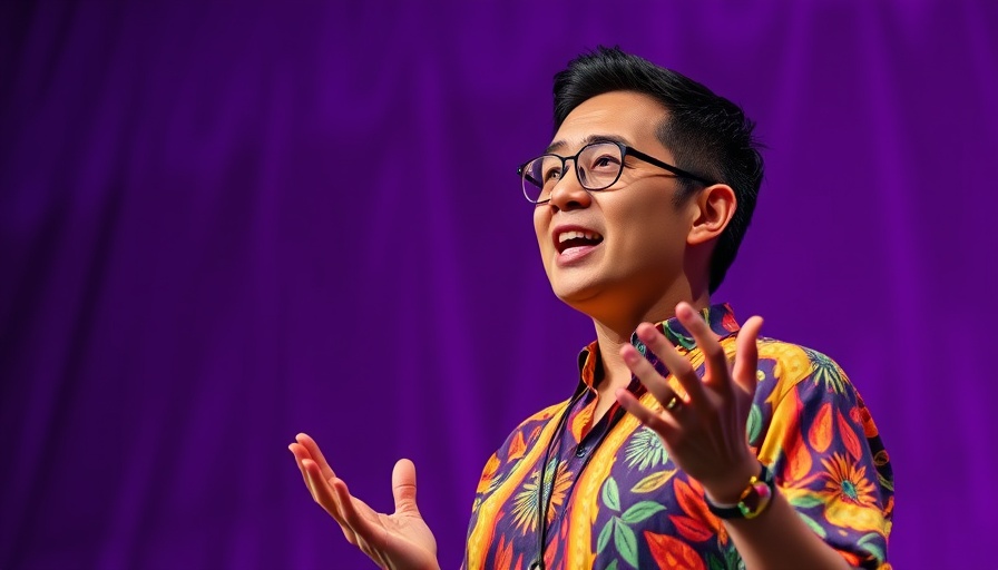 Engaged speaker discusses The Science of Sleep and Brain Function with vibrant background.