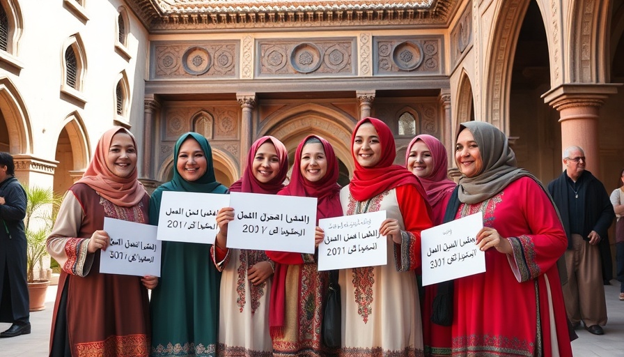 Women wearing Sephsari tunics in a Tunisian courtyard.