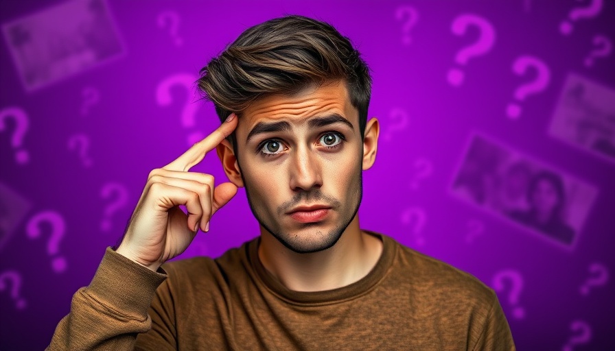 Thoughtful person pondering OCD and memory with vibrant purple background.