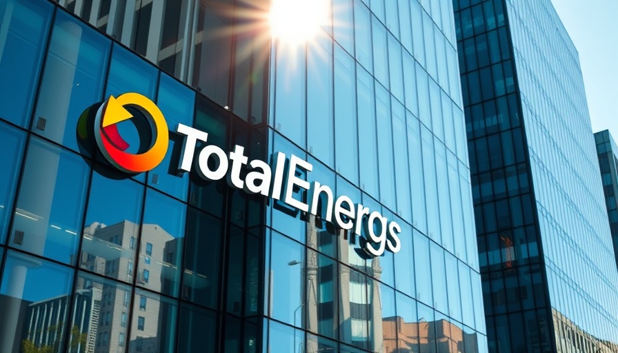 TotalEnergies building exterior with logo reflecting sunlight.