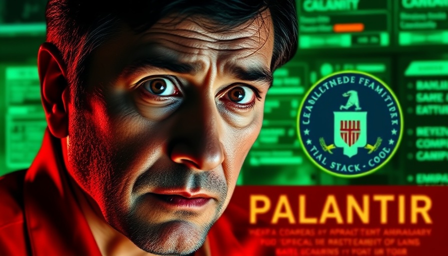 Palantir's growth and data surveillance: exposed logo with CIA seal.