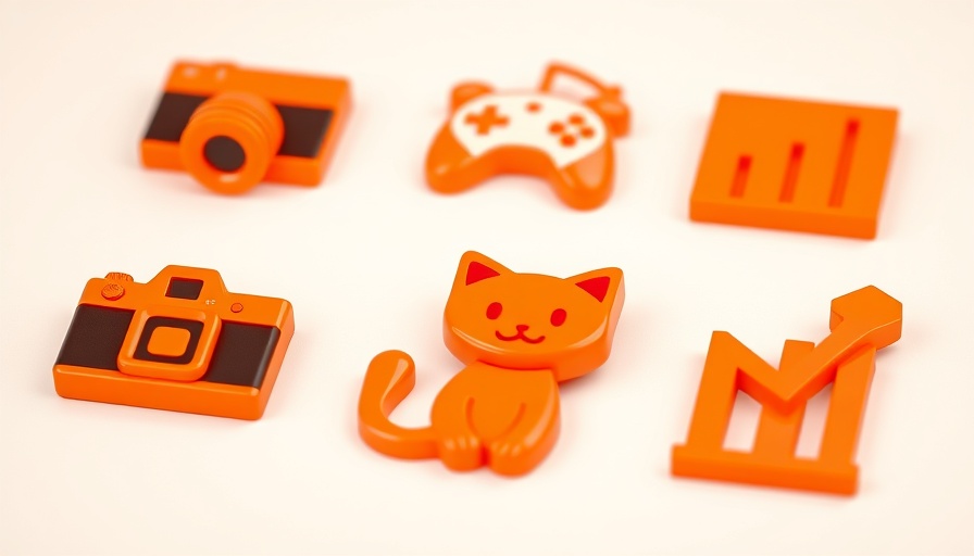 Glossy orange 3D Reddit icons against an off-white background.