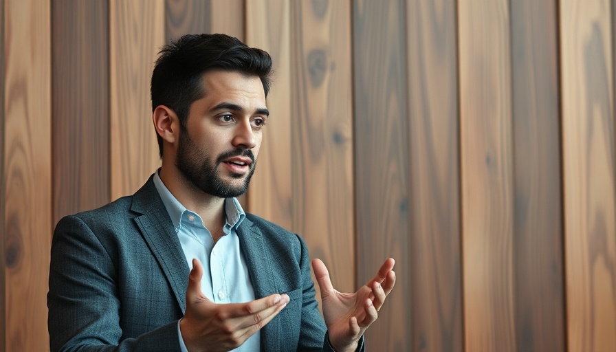 Confident speaker discussing multi-platform marketing on a podcast.