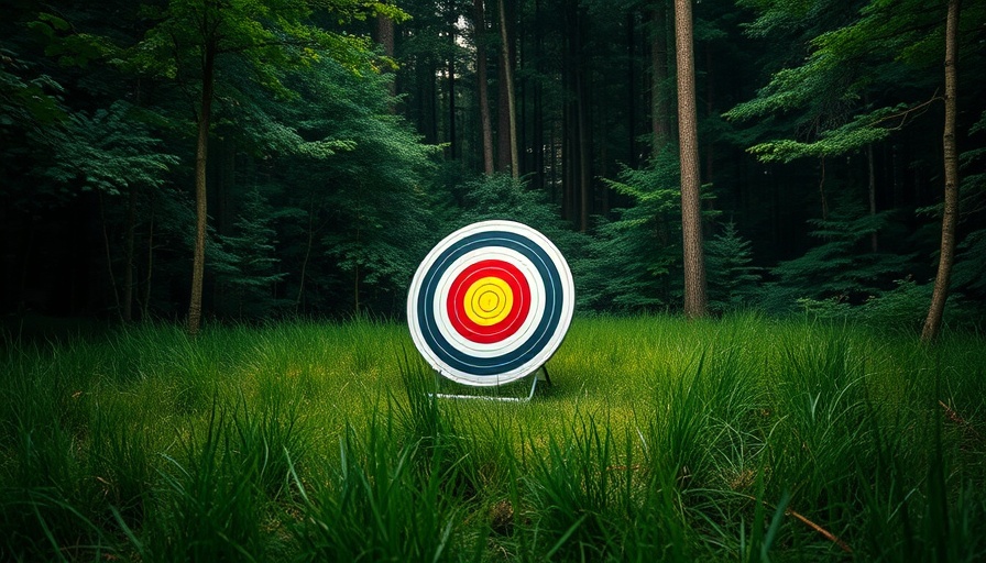 Archery target in forest clearing, reminiscent of targeting psychiatric disorder genes.
