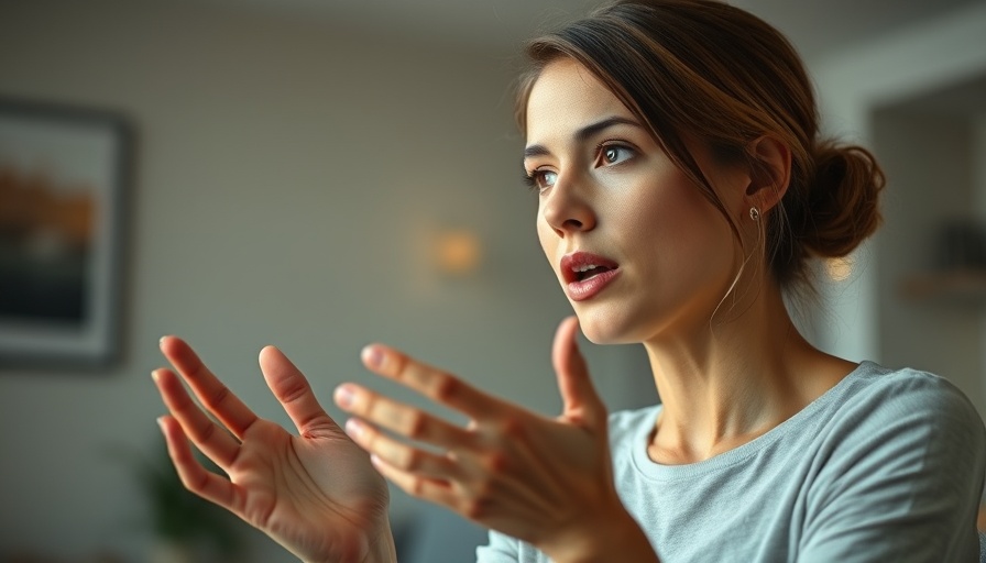 How stress physically impacts your body; woman gesturing expressively.