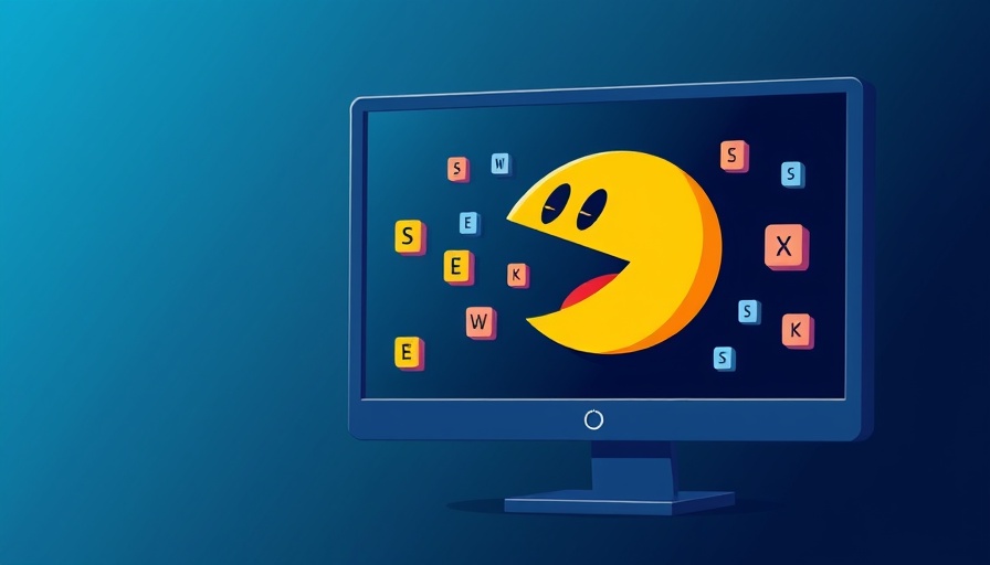 Graphic showing Pac-Man eating keys from screen, symbolizing eliminate keyword cannibalization.