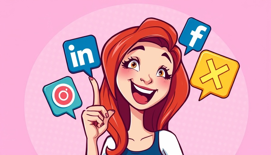 Illustration of a cartoon woman with social media icons for Social Advocacy Marketing Strategy.
