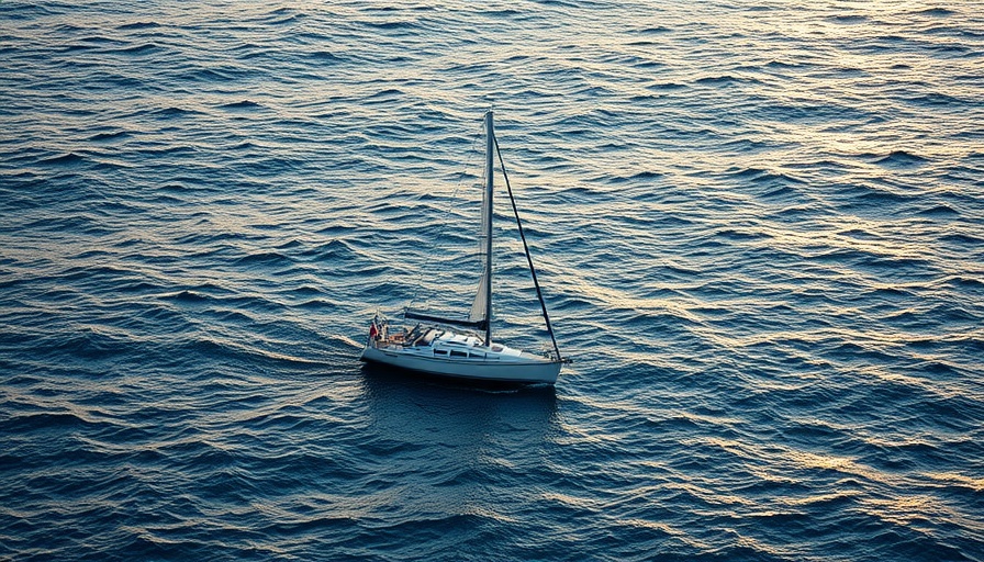 Solitary sailboat on sea reflecting tranquility, anxiety disorders and mental health.