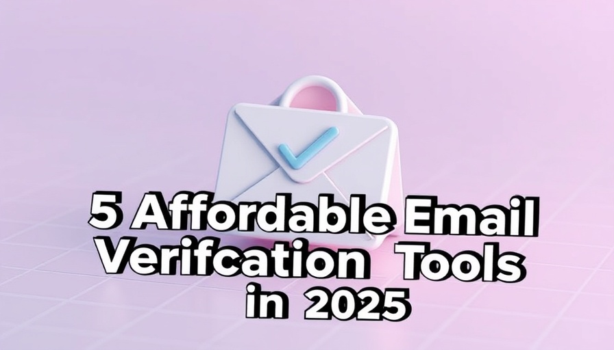 3D email verification graphic with checkmark and text on grid background.