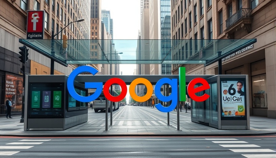 Google Local Ad Cards Format displayed on city bus stop