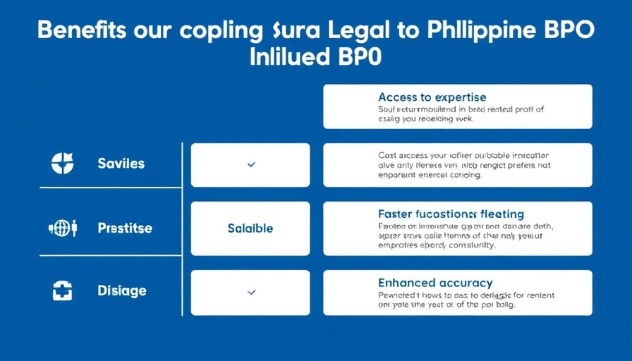 Informative chart on BPO legal services Philippines benefits.