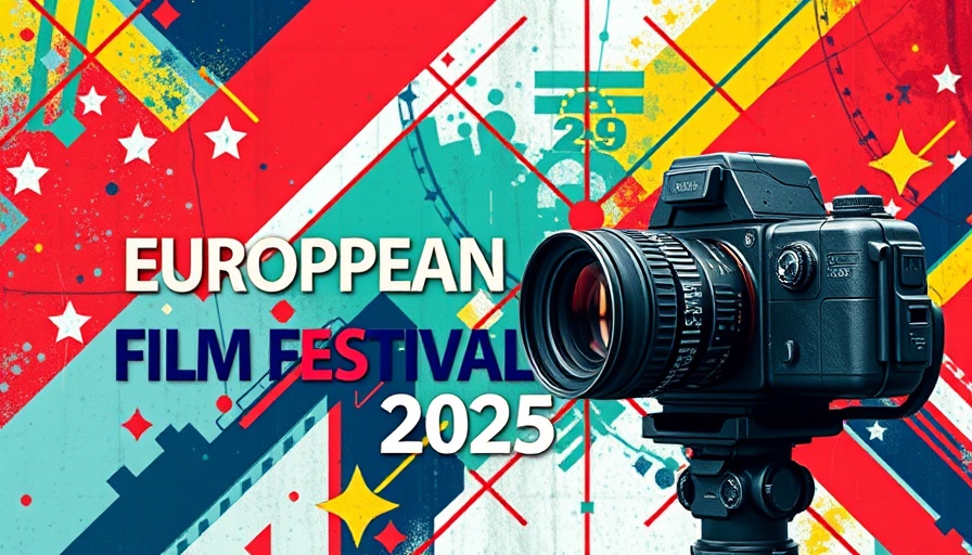 Colorful European Film Festival 2025 poster with film camera.