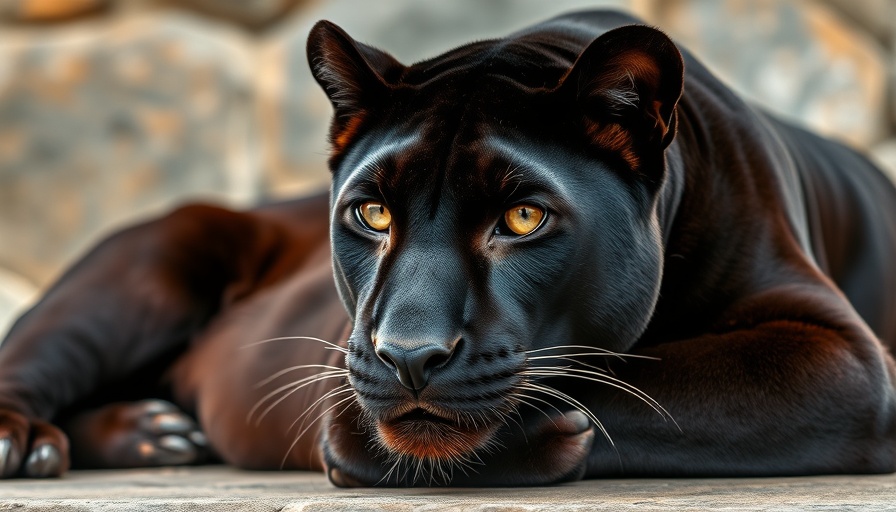 Calm black panther lying down, representing mindfulness in daily life.