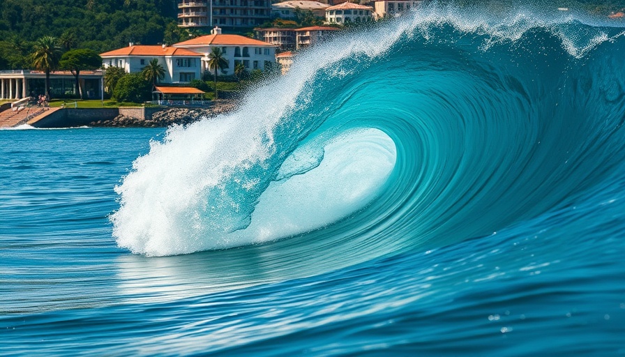 Powerful ocean wave near South Africa's shore, vibrant scene.