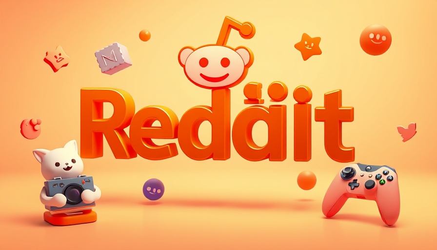 Reddit logo with vibrant 3D icons, related to buying backlinks.