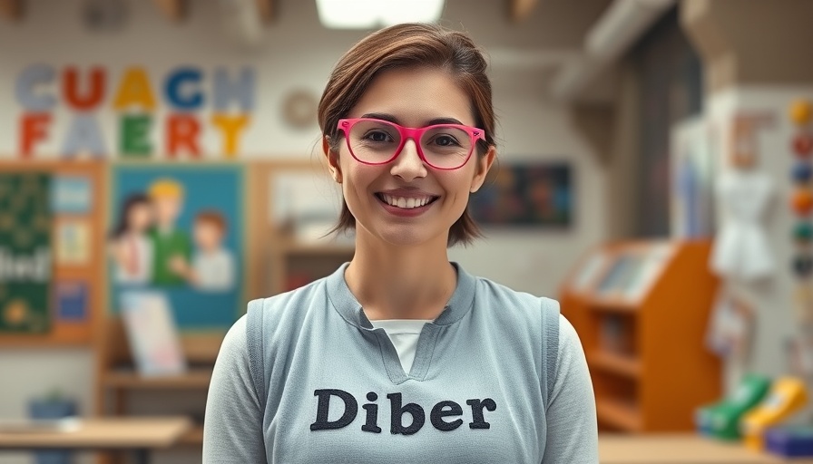 Educator wearing Dibber vest smiling, representing empathy in education.