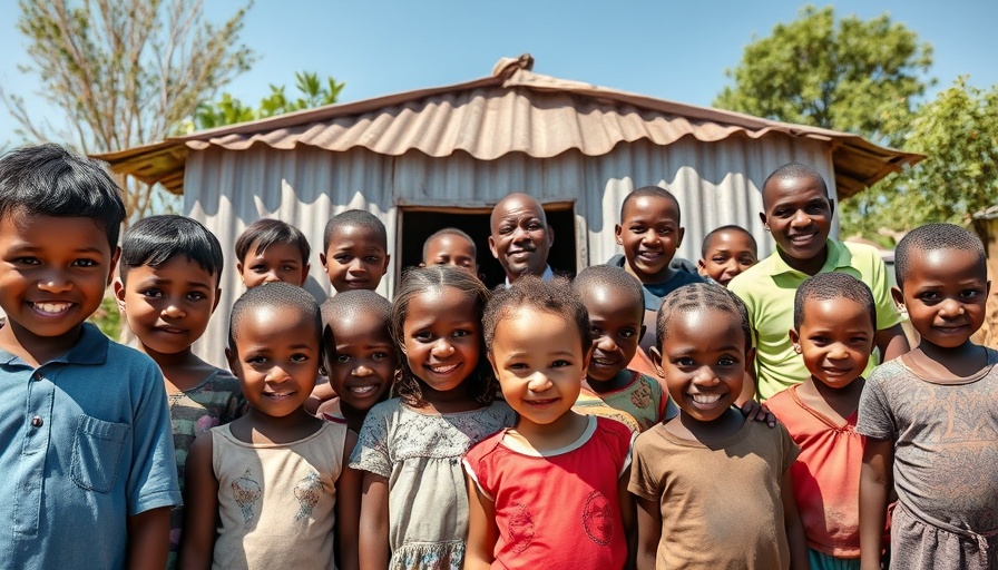 Community Development in Drakensberg: Group outside corrugated hut