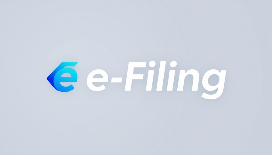 Modern e-filing logo in blue, minimalist design.