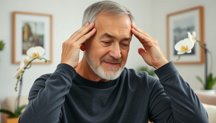 Middle-aged man demonstrating sinus massage for natural remedies for sinus congestion.