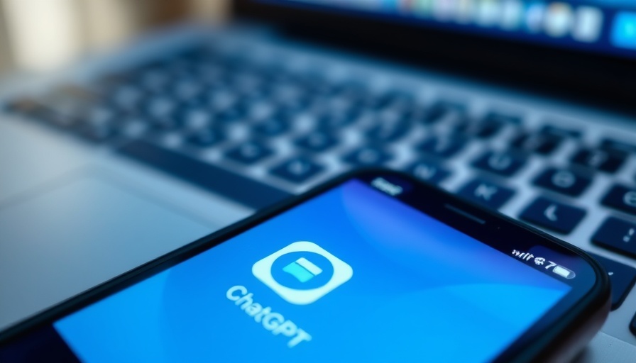 OpenAI ChatGPT app on smartphone with blurred keyboard background.
