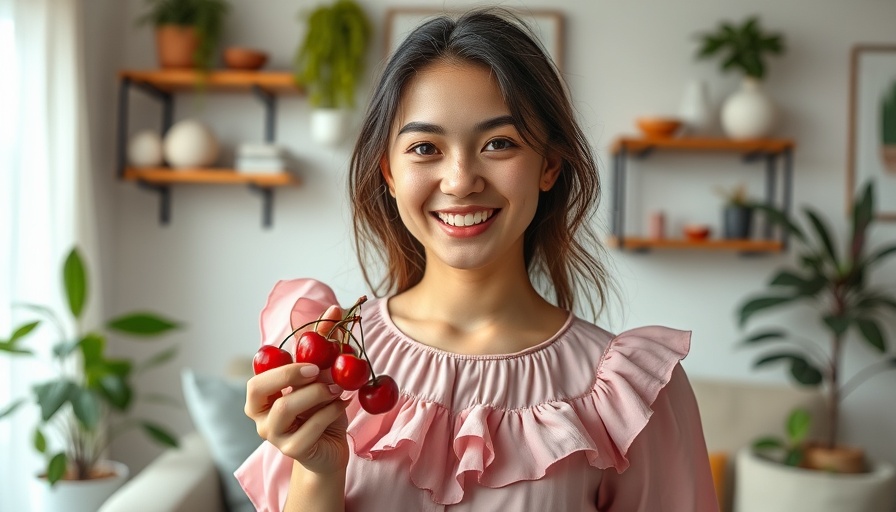 Woman enjoying the health benefits of cherries at home.