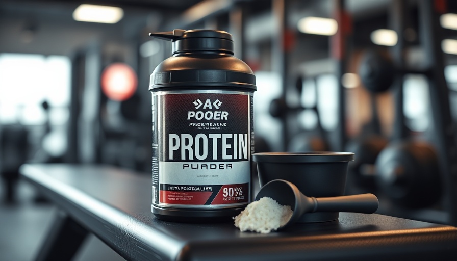 Protein powder benefits in a gym setting with equipment in the background.