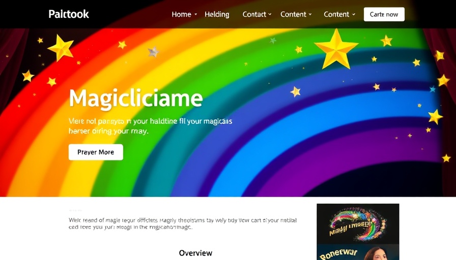 Homepage for magicians and magic, worldwide exposure theme