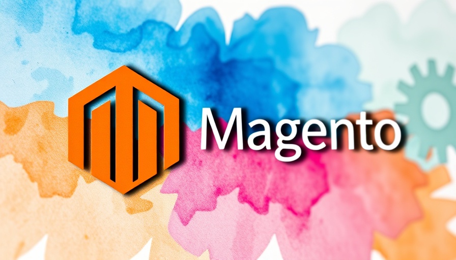 Illustration of Magento logo with gears for customizing Magento modules without coding.
