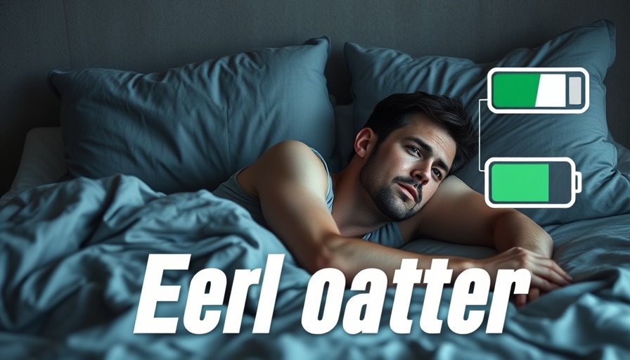 Reflective man on bed with OCD Regret graphic.