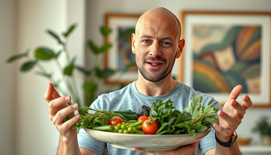 Man holds nutritious meal, promoting natural healing foods for wellness.