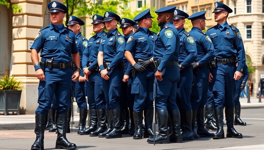 Uniformed police officers in formation, SAPS legislative framework context.