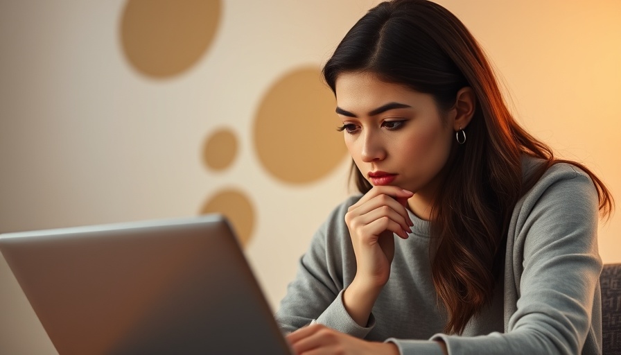 AI in digital marketing concept with woman focused on a laptop.