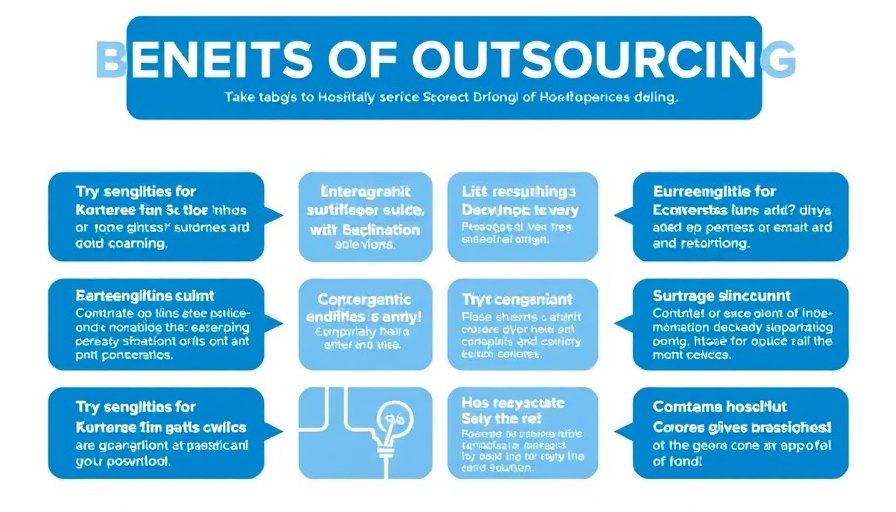 Benefits of outsourcing omnichannel services for hospitality displayed in a blue and white graphic.