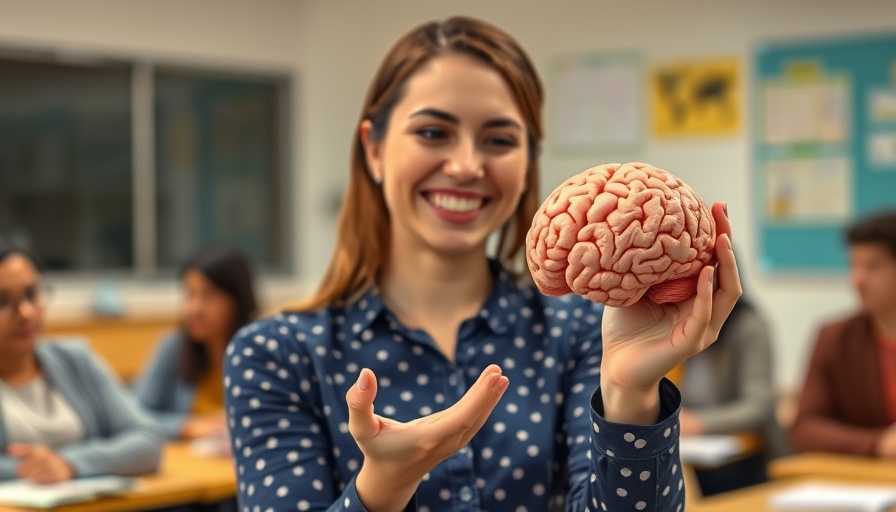 Educator explains brain differences in ADHD and anxiety, indoor educational setting.