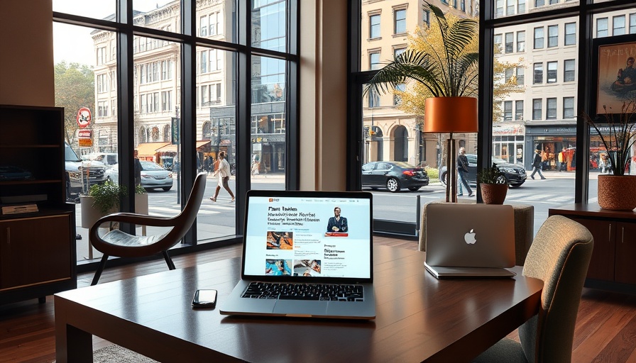 Modern office with city view and press release platform reflecting World Future Policy Award 2025 Finalists.