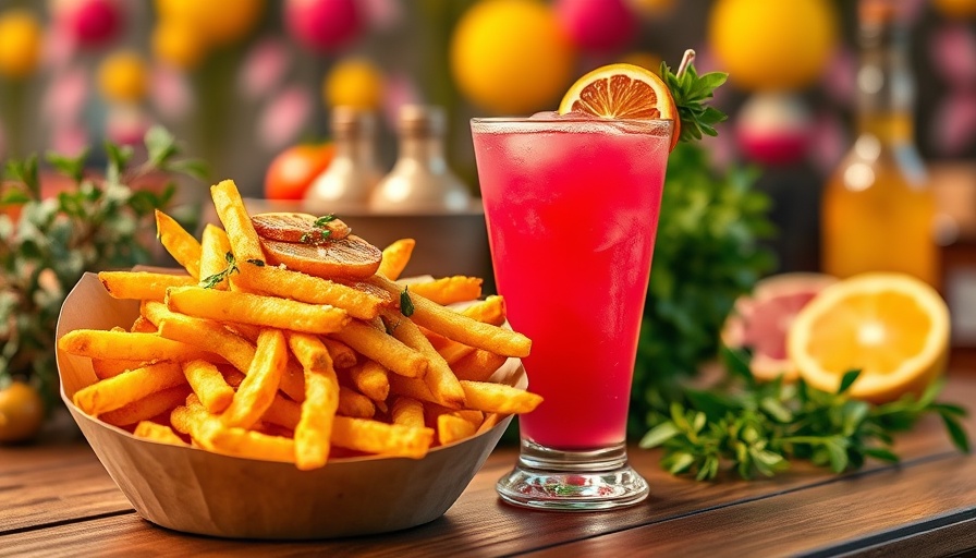 Cheesy fries and vibrant drink at Corks & Kegs Festival Capegate.