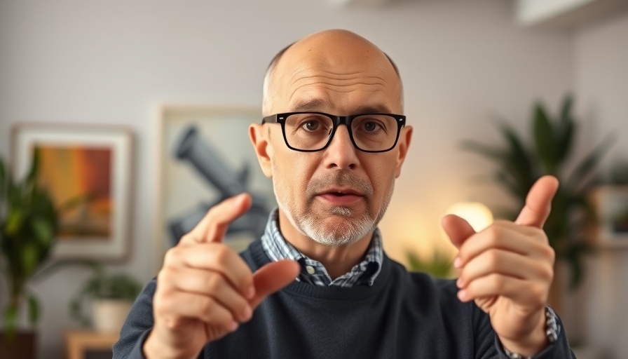 Middle-aged man discussing the secret sleep switch behind your ear.