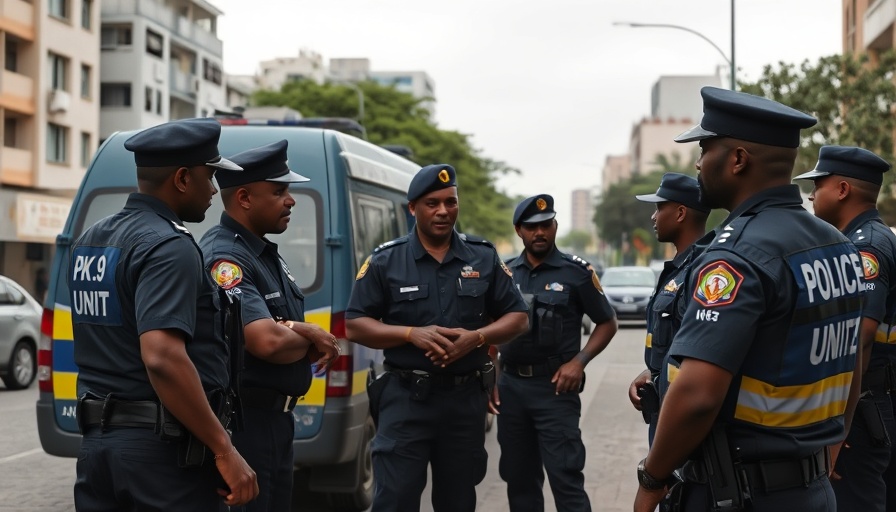 Police response to an incident related to drunk driving in South Africa, officers near police van.