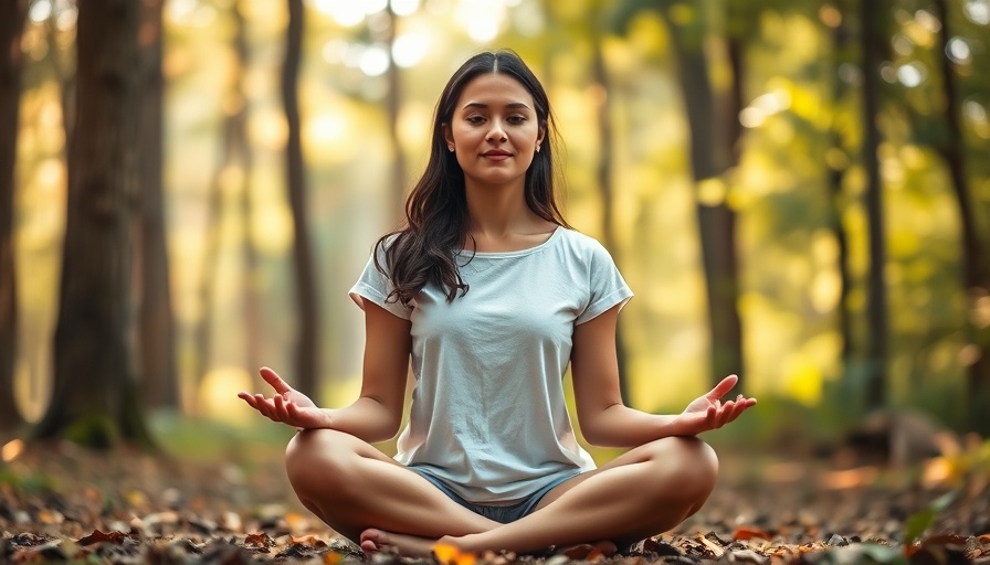 Serene young woman meditating in nature for anxiety relief