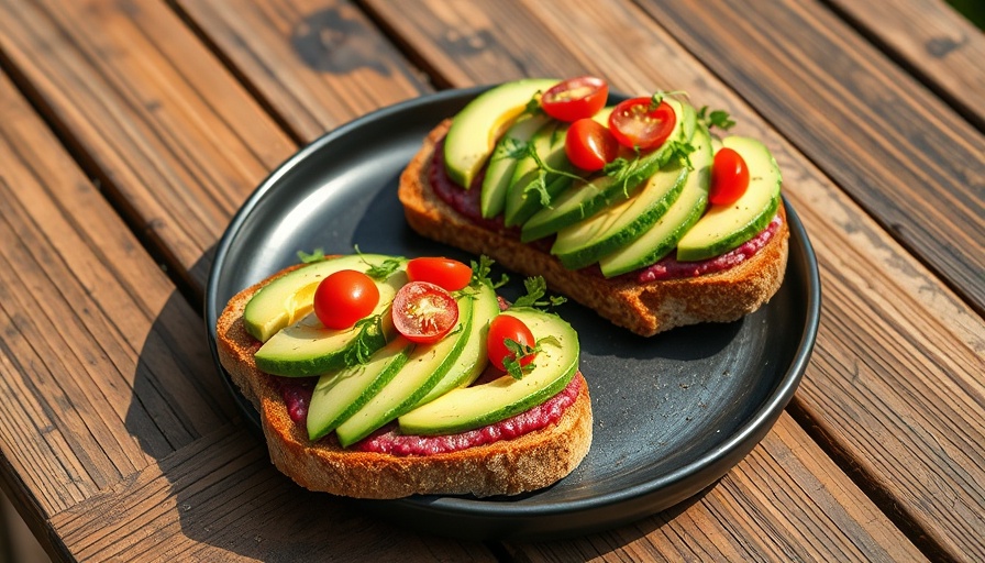 Healthy snack options: Vibrant avocado toast with tomatoes.