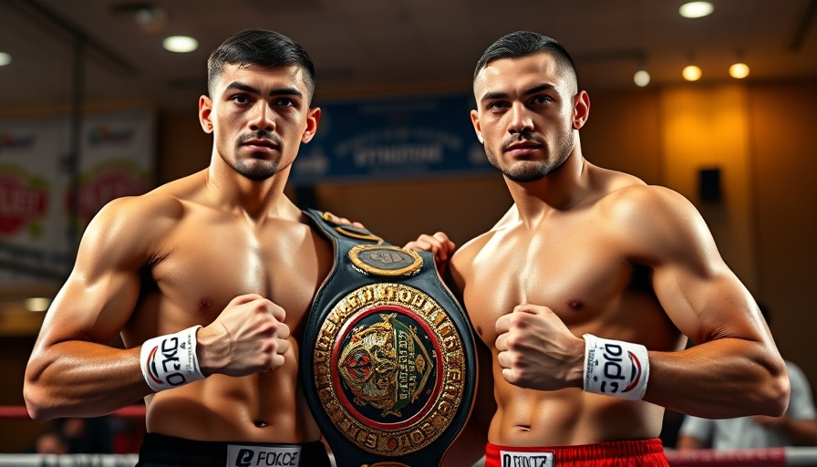 Two confident boxers with championship belt at Destiny's Decree Boxing Event.