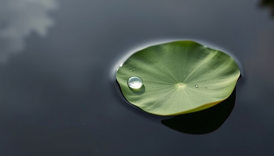 Mindfulness and Non-Attachment symbolized by dewdrop on lotus leaf.